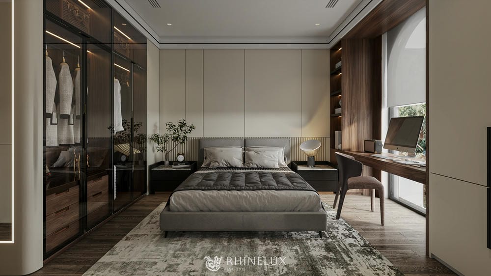 Phòng ngủ Master phong cách Modern Luxury tại Vinhomes Green Villas